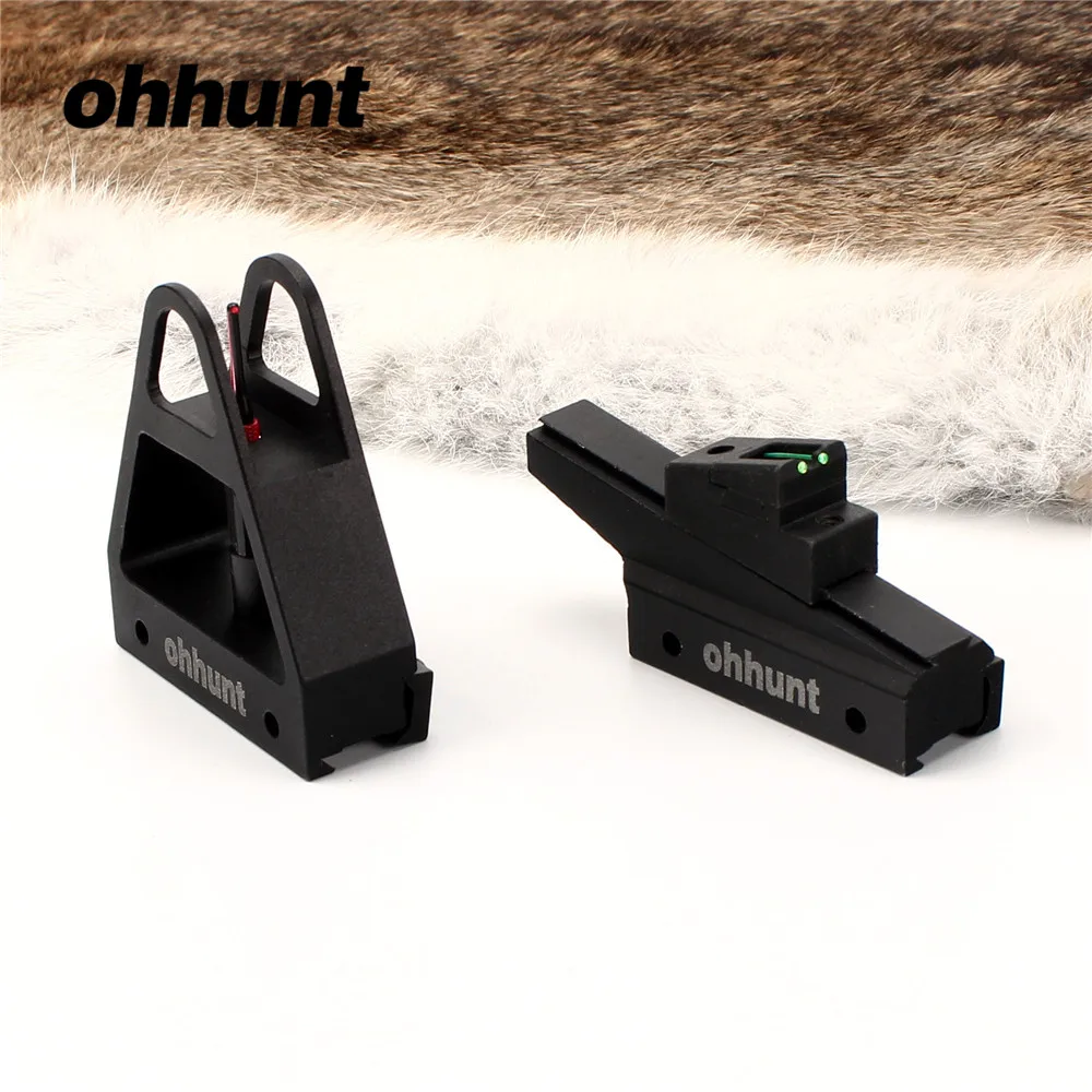 

ohhunt QD Quick Detachable Front and Rear Fiber Optic Sights with Dovetail 11mm Rail Mount Hunting Shooting Airgun Sight Sets