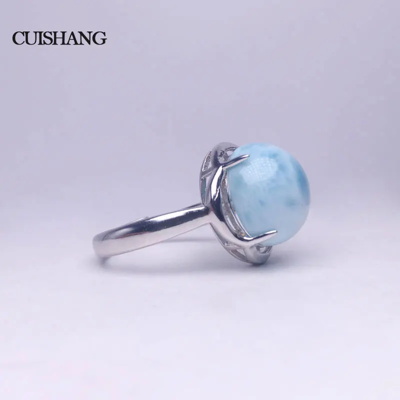CSJ Larimar Кольца из стерлингового серебра 925 пробы, натуральный Larimar 5ct, хорошее ювелирное изделие, обручальные кольца для женщин, девушек, подарок