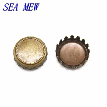 

12/15/20/25mm Round Cabochon Base Antique Bronze Crown Connectors Bezel Blank Setting Accessories DIY Jewelry Component 50 PCS