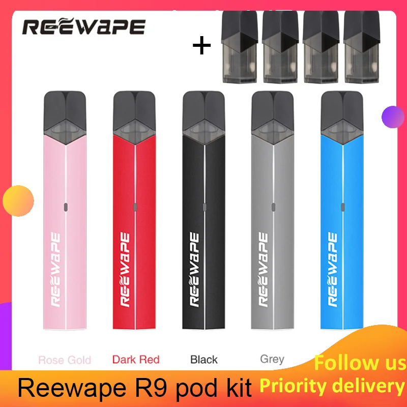 

Vape kit Reewape R9 pod kit Starter Kit 350mAh Battery with 1.3ml capacity pod Vaporizer Electronic Cigarettes Kit VS OVNS W01