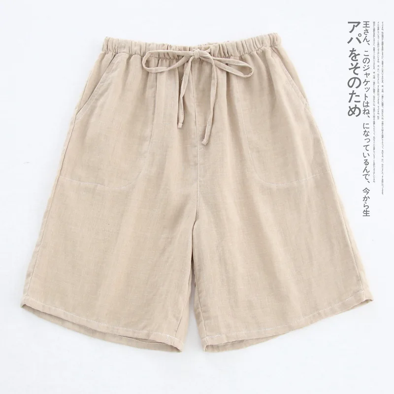 Summer Home Pajama Couples Shorts Men Sleepwear Sexy Pajamas Bottom Cotton Gauze Shorts Comfortable and Breathable Mansleepwear custom pajama pants