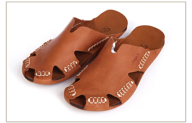 CEYANEAO/женские сандалии; сандалии-гладиаторы из натуральной кожи; коллекция года; женская летняя обувь; пляжные шлепанцы; женская обувь(3166 - Цвет: brown
