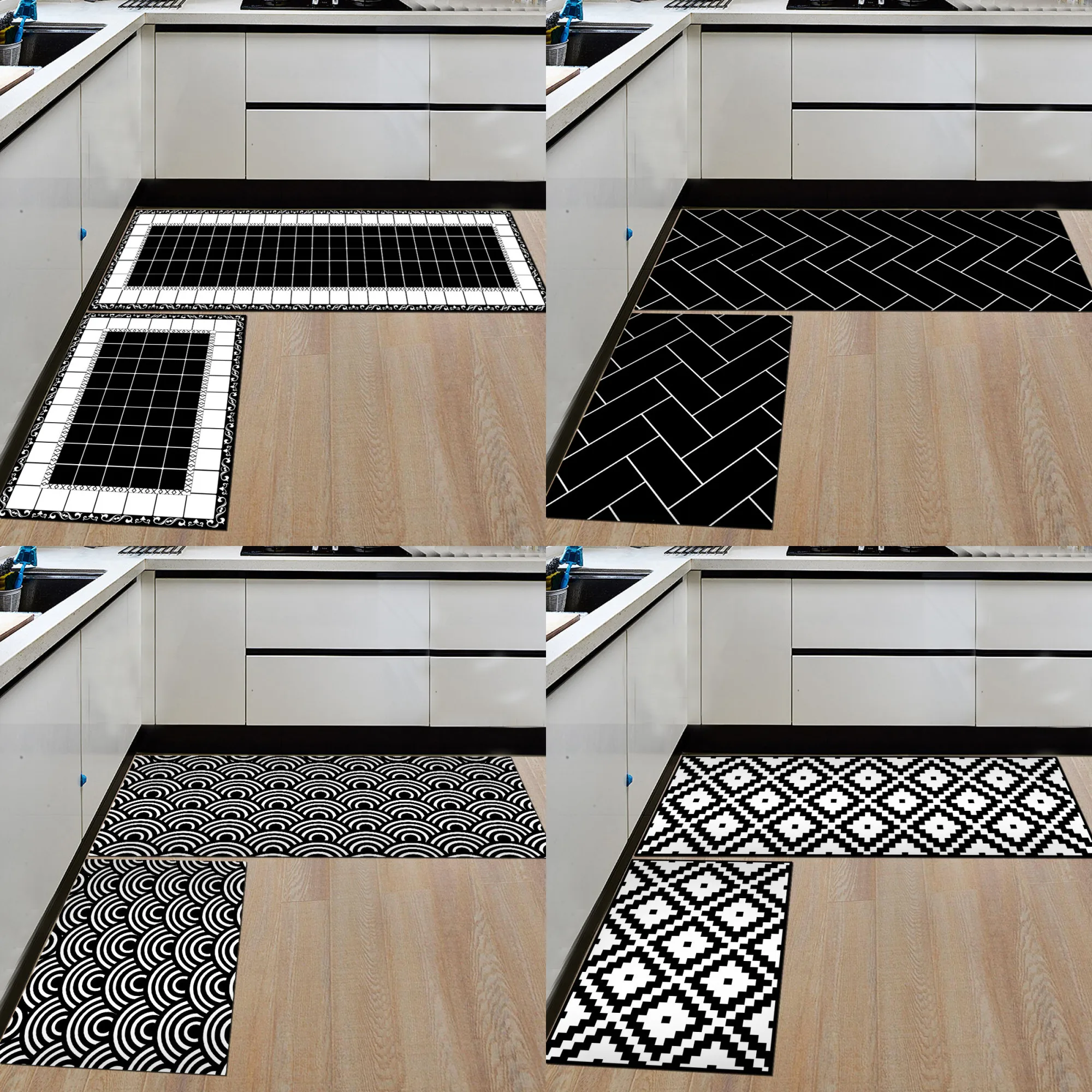 

Nordic Geometric Creative Kitchen Mat Anti-Slip Bathroom Carpet Slip-Resistant Washable Entrance Door Mat Hallway Floor Area Rug