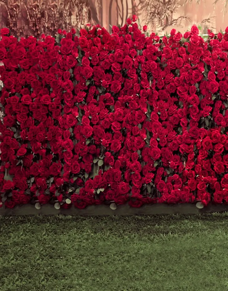

5x7ft Red Rose Flowers Lawn Photography Backdrops Photo Props Studio Background
