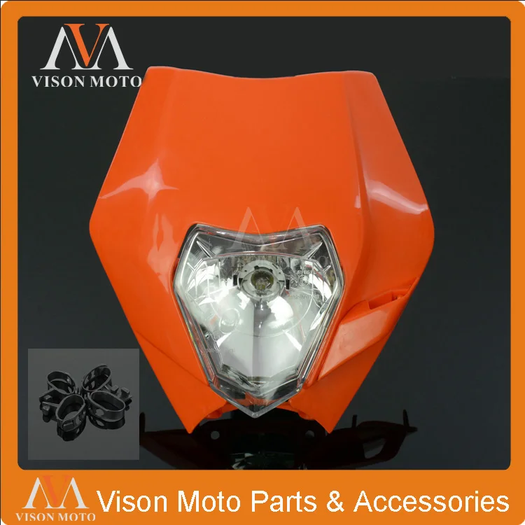 

Orange Universal Headlight Headlamp Lights Fairing for EXC EXCF XC XCF XCW XCFW MX StreetFighter For Motorcycle Dirt Bike Enduro