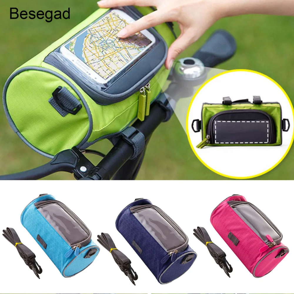 

Besegad Water proof Bicycle Handlebar Cycling Outdoor Phone Holder Bag Case with Touch Screen Capability for iPhone 8 7 6 5 5S
