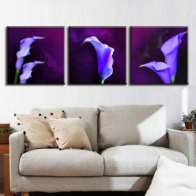Home Decor Picture Painting On Canvas Purple Calla Lily In Plum Home Decor Picture Painting On Canvas Purple Calla Lily In Plum Modern Pop Wall Art For