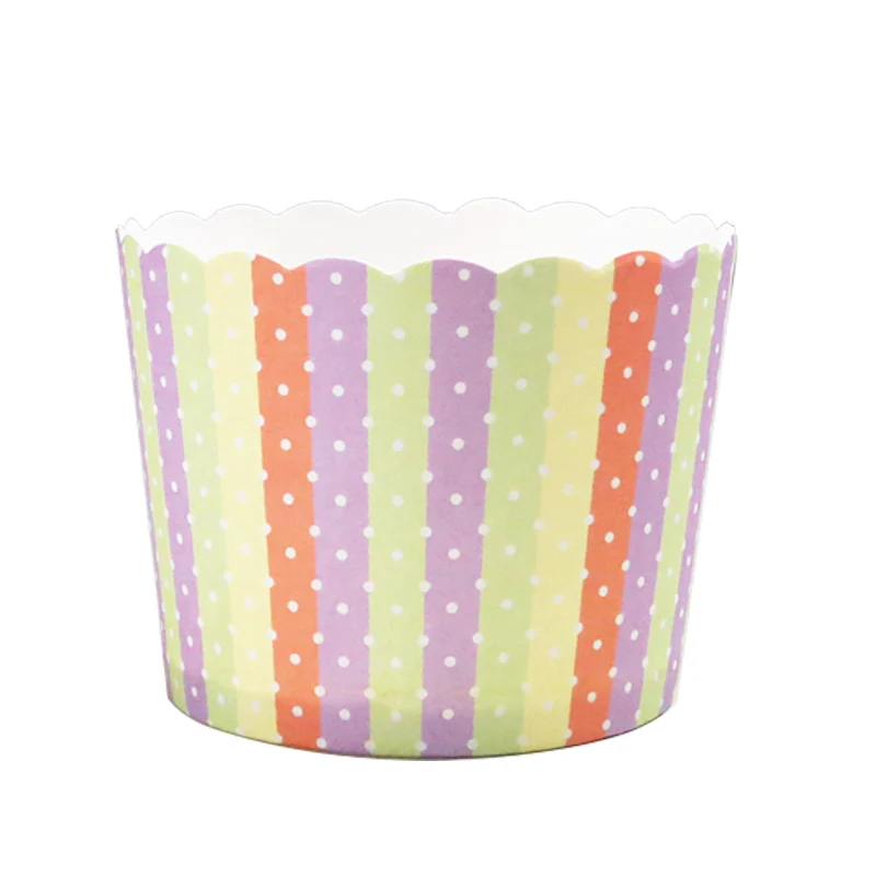 50pcs/bag Colorful Striped White Dots Red Green Pink Purple Paper Cupcake Muffin Cups baking