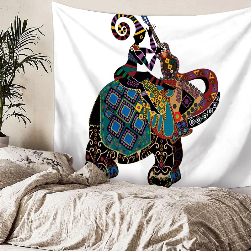 Красочные гобелены со слонами Полиэфирной Ткани в стиле хиппи бохо печать домашняя декоративная настенная вешалка гобелен пляжные украшения индиен