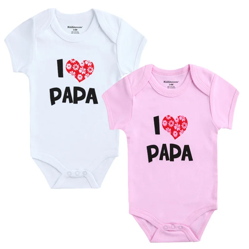 2 предмета, Одежда для новорожденных с короткими рукавами, одежда для мальчиков и девочек, дизайнерские Комбинезоны из хлопка с надписью «I Love Papa Mama», белые костюмы - Цвет: BDS2024