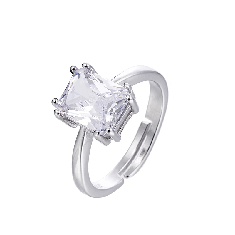

100% 925 sterling silver shiny CZ zircon wedding ring ladies`open finger rings jewelry wholesale gift drop shipping