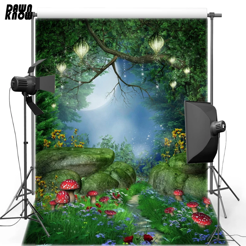 

Forest Mushroom Moon For Children Wedding Vinyl or Oxford Photography Background photography studio backdrop Photo Props F1627