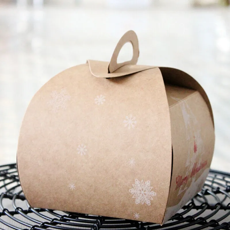 Christmas Style Tree&Snow Caixa Box Macaron Packaging Kraft Paper Cookie Cake Box Biscuits Box 9.5*9.5*8CM 20pcs/lot PP374