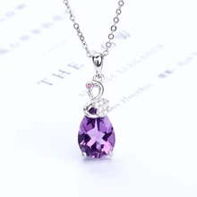 gemstone jewelry wholesale trendy 925 sterling silver natural purple crystal amethyst charm necklace pendant for female цена gemstone jewelry wholesale trendy 925 sterling silver natural purple crystal amethyst charm necklace pendant for female цены онлайн