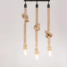 Creative Hemp Rope Pendant Lights Vintage Loft Creative Personality Industrial Lamp Edison Bulb American Style chandeliers american loft style edison industrial pendant lamp vintage single head snooker pendant lights simple antique iron hanging lamps