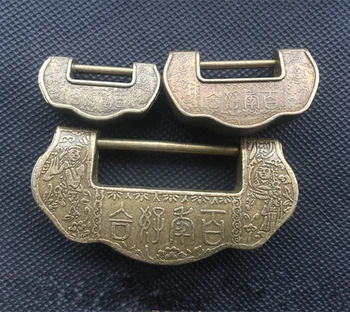 

Pure copper, old-fashioned, a harmonious union lasting a hundred years lock, a set, jewellery box lock, antique collection.