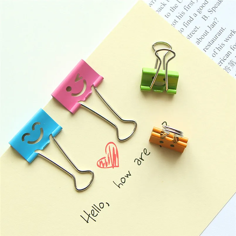 10PCS Useful Smile Binder Clips For Home Office Books File Paper Organizer Clip Food Bag Clips Note Clips Home Office #3d10 (5)