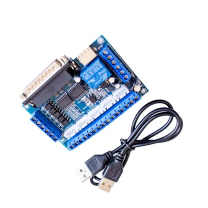 

MACH3 engraving machine CNC 5 axis stepper motor driver interface board with optocoupler isolation blue board + USB cable