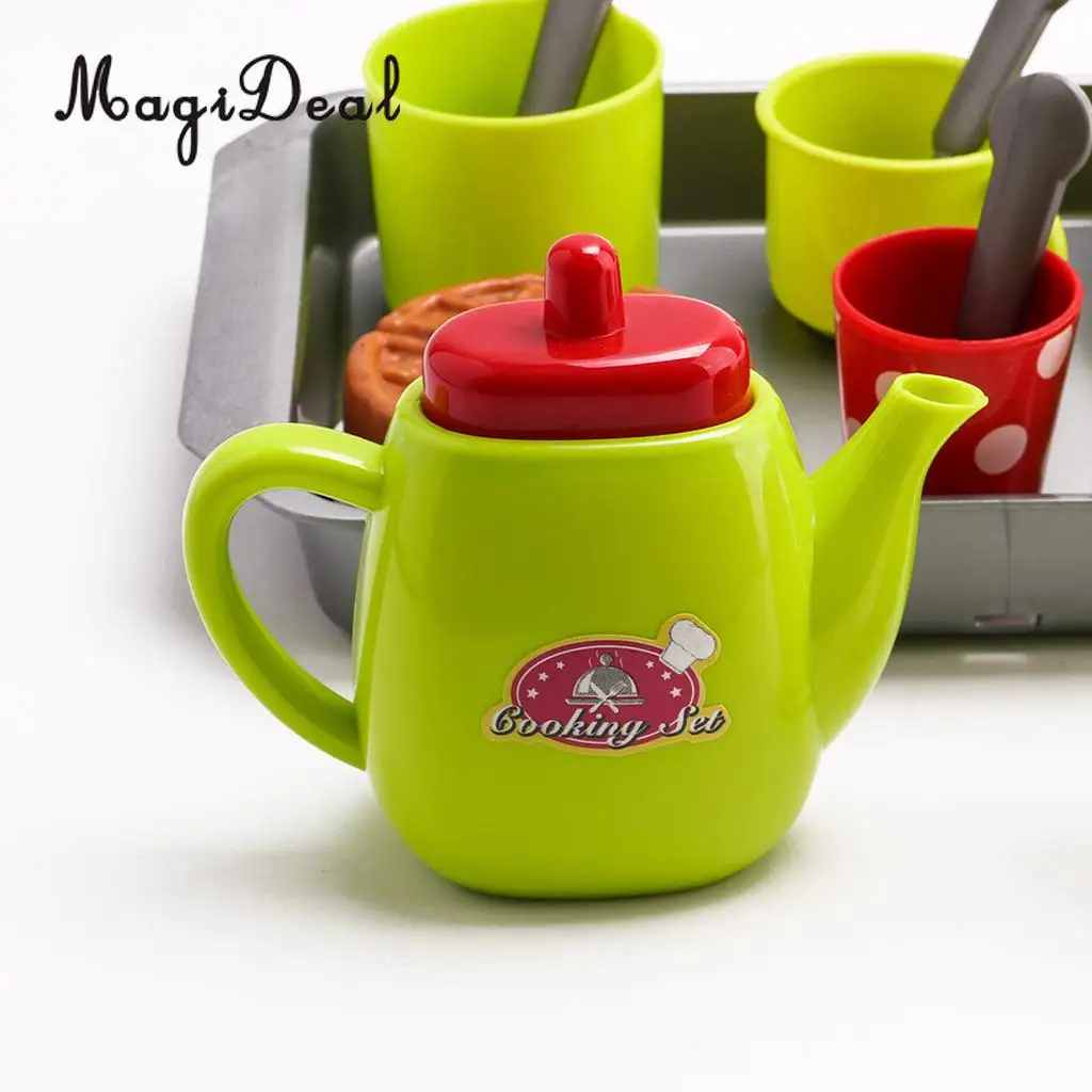 Tea Set Party Pretend Play Kitchen Playset Cups Plate Spoons Kitchen Accessories Gift for Kids Toddler 18pcs/set