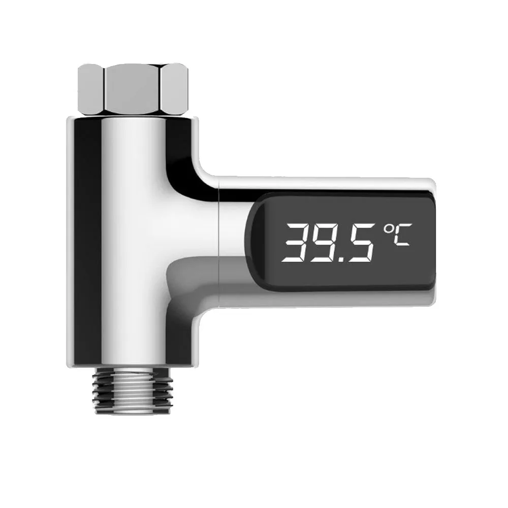 Светодио дный Дисплей водяной Душ термометр Температурный монитор поток самогенерирующий электричество бытовые Термометры для ванной уход за ребенком - Цвет: Celsius Silver