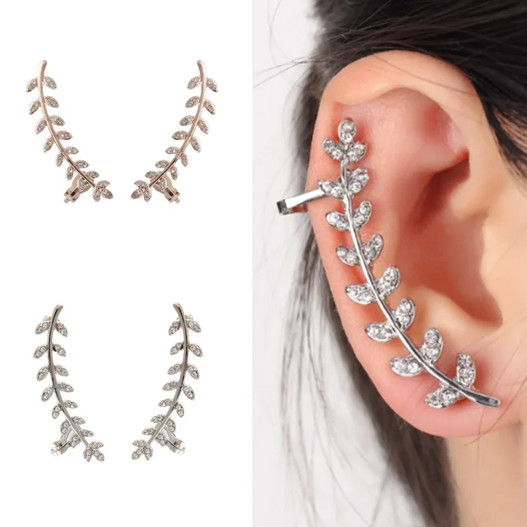 

Jiayiqi Fahion 2 Pcs New Fashion Vintage Leaf Clip On Earring Long Ear Cuff Clip Women Earrings Jewelry
