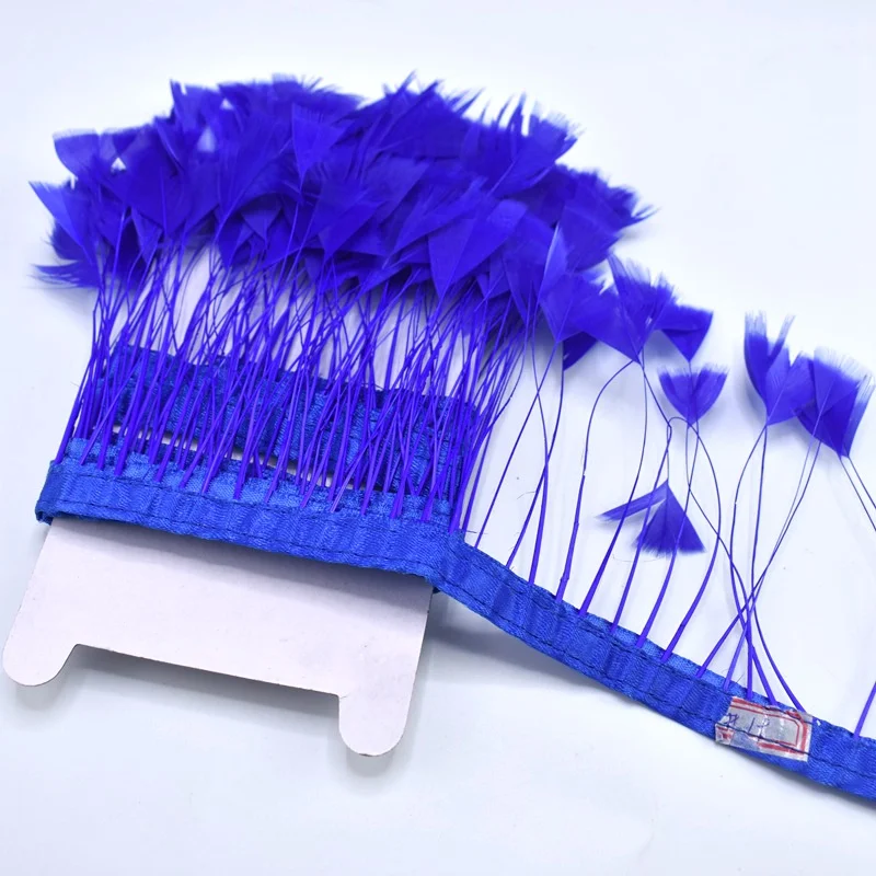 Royal blue 2 м/лот Топ Королевский Синий гусиное перо лента одежда Декор DIY перья фазана бахрома свадебное искусство отделки перьями piuma Finiture - Цвет: Royal blue