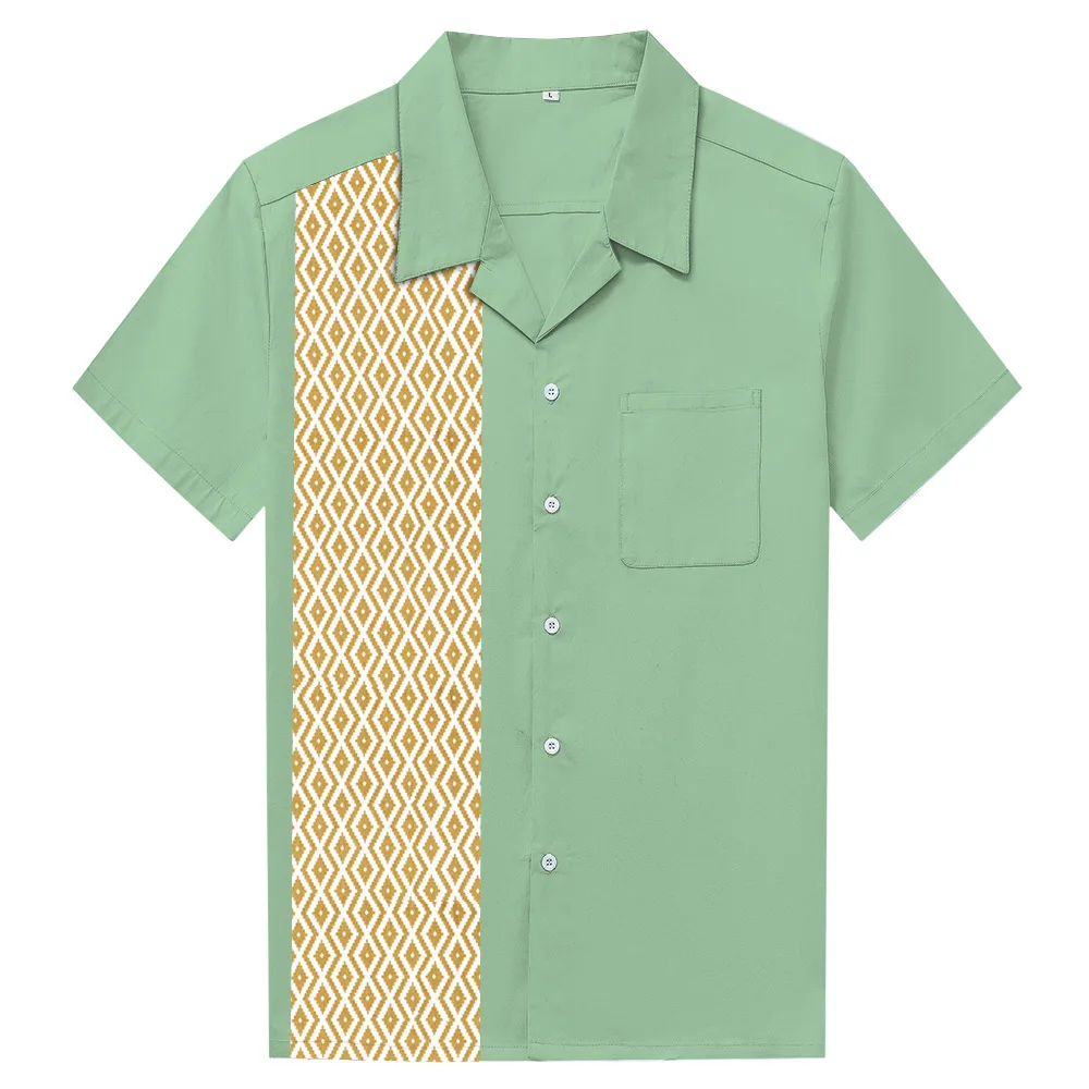 Летняя мужская мода досуг Camisa Masculina хлопковая рубашка с короткими рукавами/мужские лацканы Алмазная Печать повседневные Гавайские рубашки