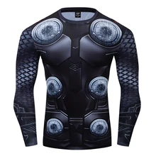 t shirt men Brand compression shirt Fitness 3d print pattern fashion Slim fit style autumn Long sleeve