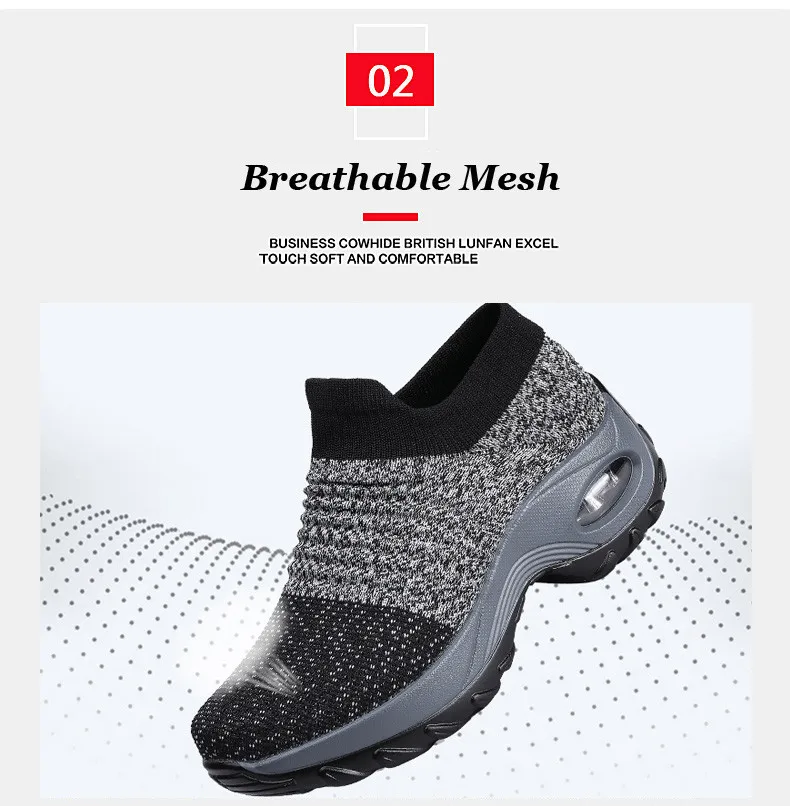 Spring Sneakers Women Flats Shoes Breathable Mesh Casual Platform Shoes Woman Creepers Comfortable Black Sock Shoes (4)