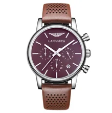 2016 Fashion genuine leather strap mens watches top brand luxury quartz watch men 3small dials function relogio masculino