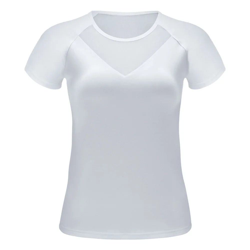 Новые женские топы, одноцветные, короткие рукава, быстросохнущая эластичная футболка для занятий спортом, йогой, BF88 - Цвет: Белый