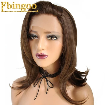 

Ebingoo High Temperature Fiber Peruca Short Bob Wigs Natural Wave Brown Synthetic Lace Front Wig For Women