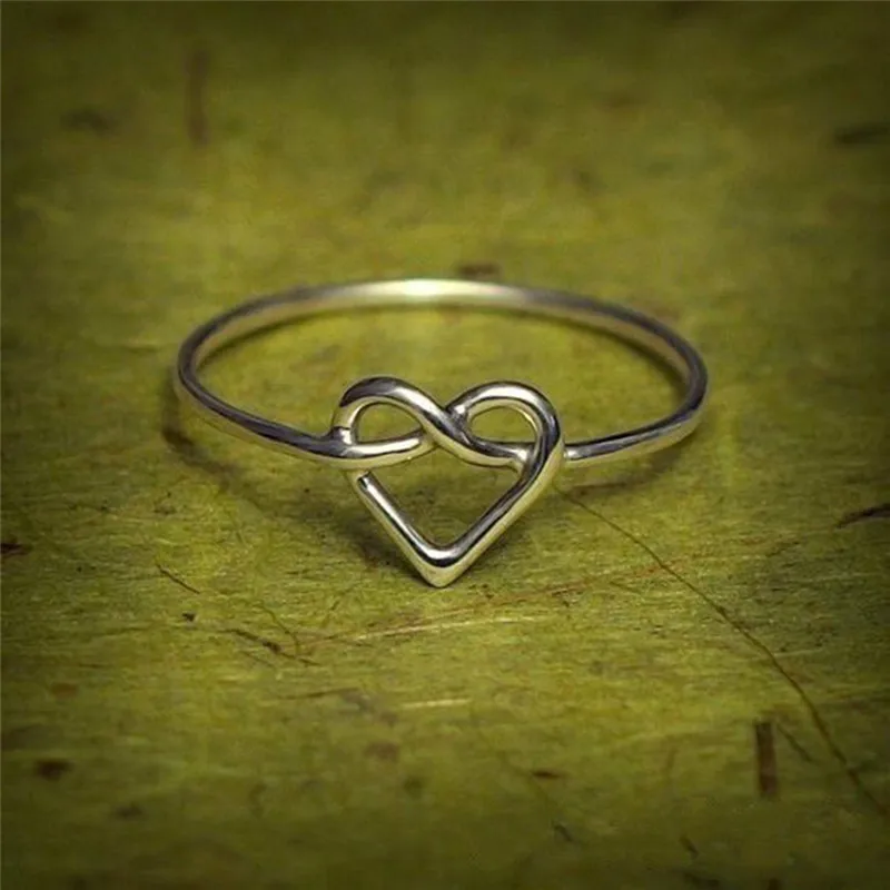 Fashion Silver Color Heart Shaped Wedding Engagement Ring for Woman Lover Couple Anel Simple Thin Ring Jewelry Dropshipping Z4
