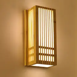 Светодиодный настенный светильник из натурального бамбука настенная деревянная лампа в японском стиле освещение для гостиной, ресторана