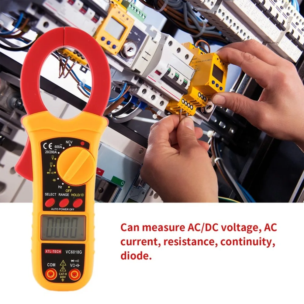 VC6018G Ручной цифровой клещи мультиметр AC/DC Вольт Напряжение тока бесконтактный Тестер напряжения сопротивление Амперметр частота мультитестер