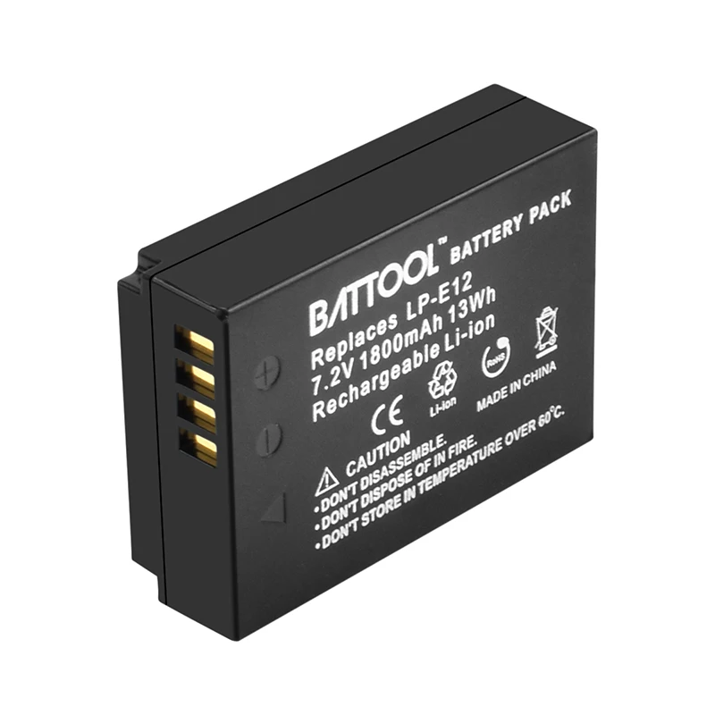 Батарея batcool 1.8Ah LP E12 с ЖК зарядным устройством для Canon Rebel SL1 EOS 100D M M2 M10