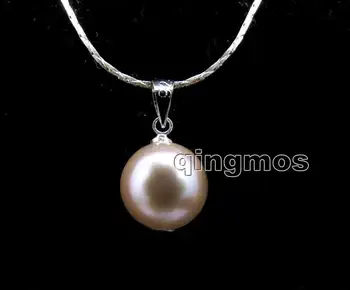 

Big 10-11mm Purple Potato Natural Freshwater Pearl Pendant & Silver plated 16" chain Necklace-nec6349