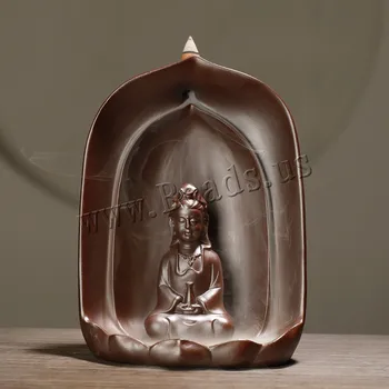 

Buddha Statue Incense Holder Smoke Waterfall Backflow Incense Burner Purple Sand Ceramic Censer Smell Aromatic Home Decor