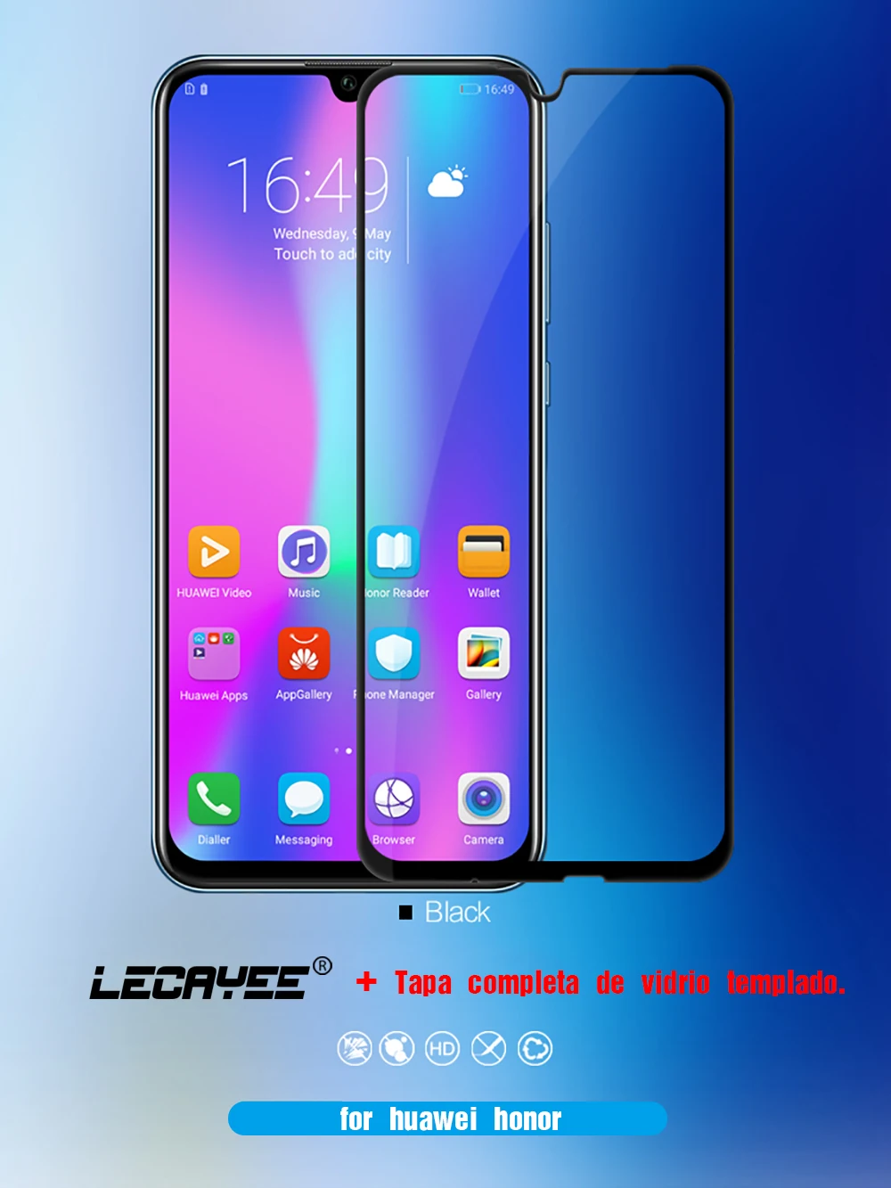 LECAYEE 1th gen Integrated Full Coverage Tempered Glass Screen Protector For Huawei Honor 10 lite 9 lite 8X 7C 7A 7S View 10 20  (6)