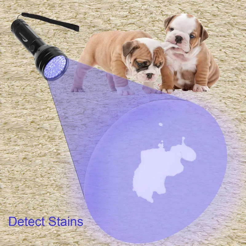 

3 AA Aluminium 51 LED UV Ultra Flashlight Invisible Blacklight Stain Detection Purple Mini Portable Torch Light VG062 T20 0.8
