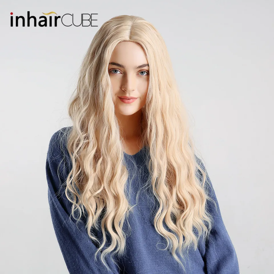 Inhair Cube 26 Charming Long Wavy Hair Synthetic Wigs Middle Part