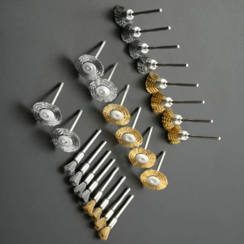 

24PCS Set Steel Brass Wire Wheel Polishing Pad Brush Set For Rotary Tool Kit