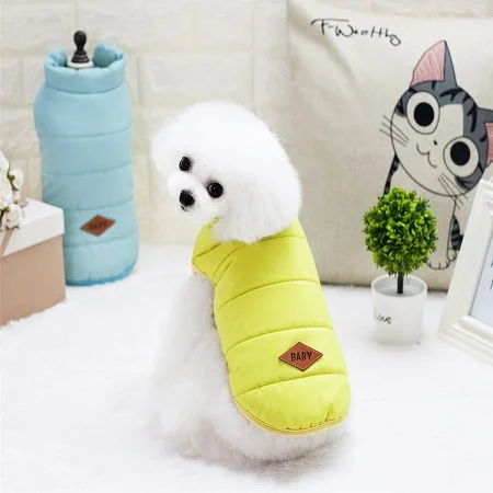 Fa81 Классические Теплые собака одежда зимние пальто собаки Куртки хлопковый жилет одежда для щенков Чихуахуа Йоркширский - Цвет: Цвет: желтый