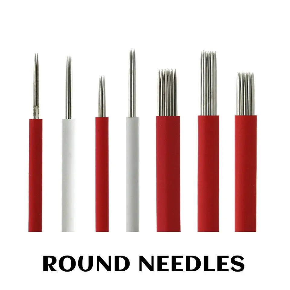 

50pcs Microblading Needles Round 3/5/7/9/17/19/21 Pins Manual Fog Eyebrow Tattoo Needles Permanent Makeup Microblades