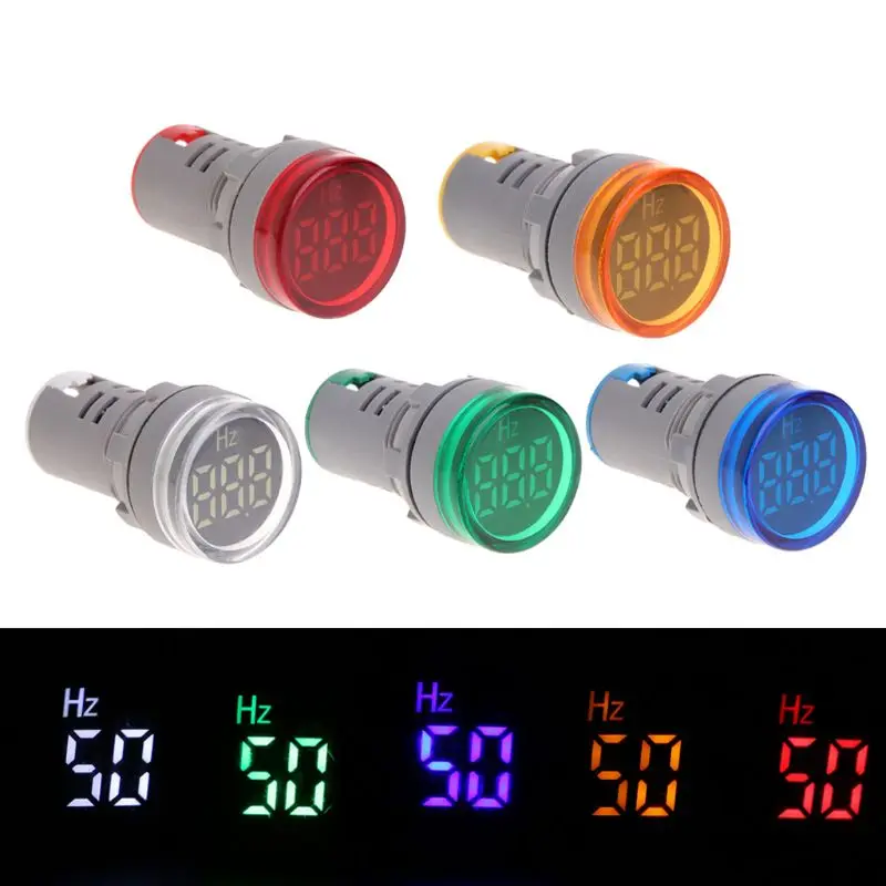 

22mm LED Display AC Frequency Meter Electricity Hertz Indicator Hz Pilot Light Signal Lamp Lights Teste Measuring Range: 20-75Hz