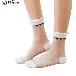 Летние тонкие кружевные женские хрустальные носки модные корейские женские носки сшитые Студенческие Носки