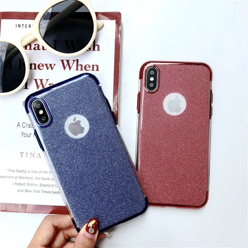 Блестящие мягкие чехлы из ТПУ для iphone X 6 6s 7 8 Plus Huawei P20 Pro P10 P9 P8 Mate 10 Lite Honor 9 7X