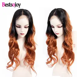 Bestsojoy объемная волна Синтетические волосы на кружеве человеческих волос парики для черный Для женщин бразильский человеческих волос