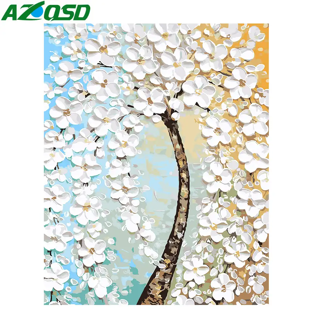Azqsd Diy Modern Oil Painting Fortunes Tree Painting By Numbers Paint Canvas Picture Home Decoration Hand Painted Wall Art K428 Paint By Number Aliexpress