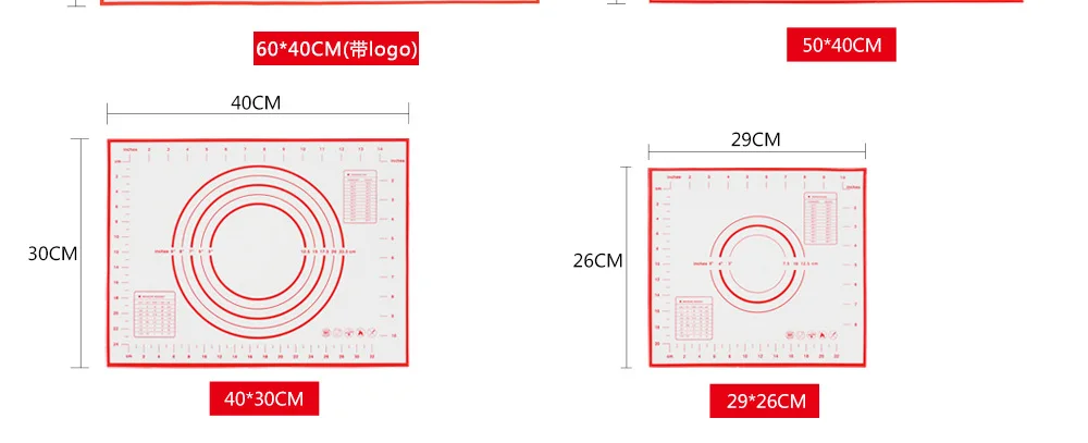 Силиконовые кондитерские коврик с размерами, 29x26 см 40x30 см, полный палочки для столешницы для раскатки теста, идеально помадка поверхности
